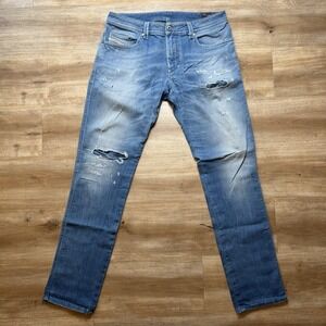 Diesel Denim Sweatpants Men 32x32 Blue Thavar-NE Slim Skinny Patch Designer